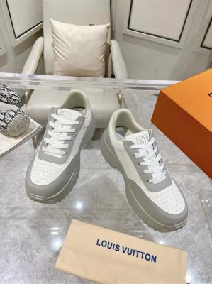 wholesale quality men's louis vuitton trainer grey white